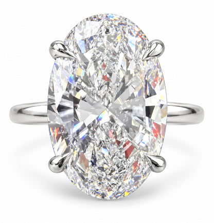 7.55 Ct Oval-Cut Natural Diamond Solitaire Ring — Four-Prong Setting