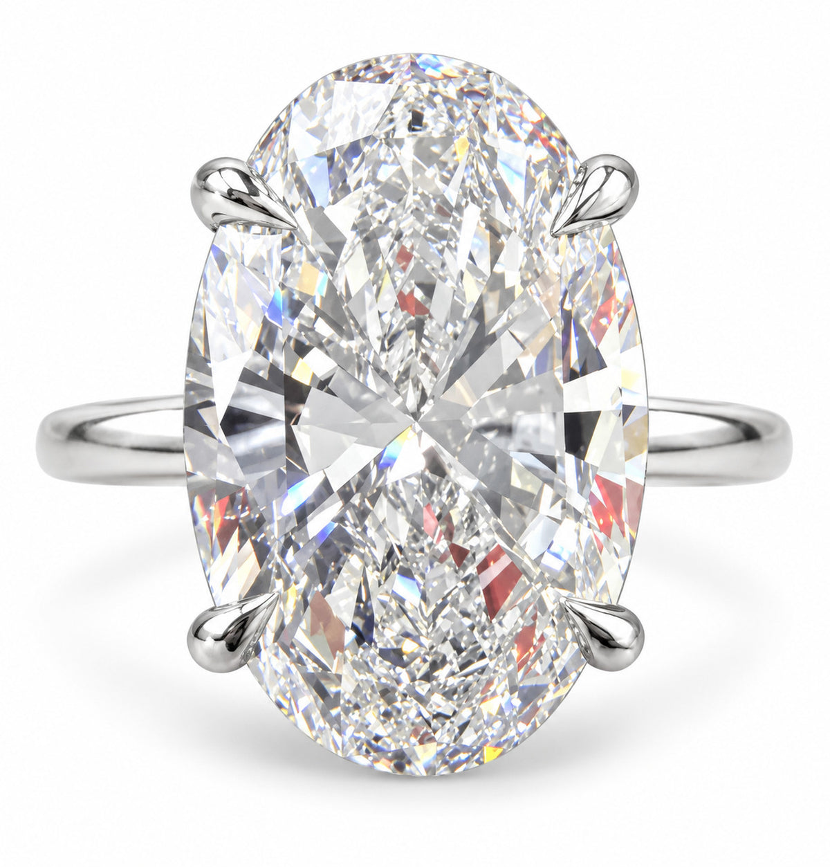 7.55 Ct Oval-Cut Natural Diamond Solitaire Ring — Four-Prong Setting