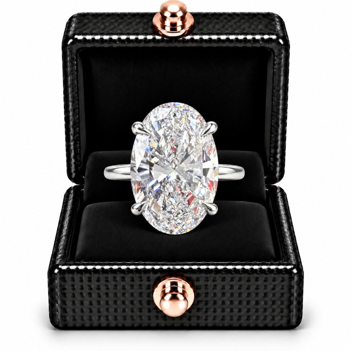 7.55 Ct Oval-Cut Natural Diamond Solitaire Ring — Four-Prong Setting