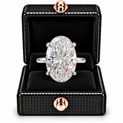 7.55 Ct Oval-Cut Natural Diamond Solitaire Ring — Four-Prong Setting