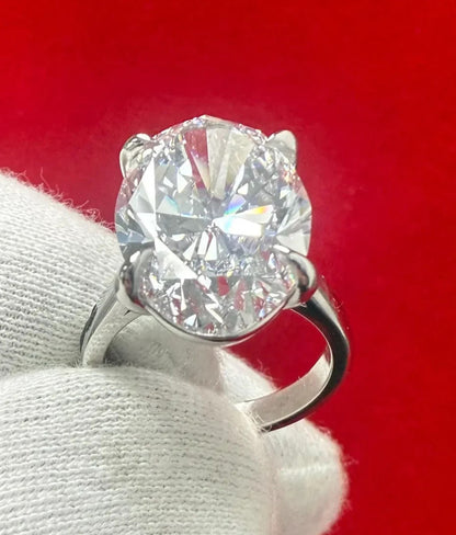 7.55 Ct Oval-Cut Natural Diamond Solitaire Ring — Four-Prong Setting