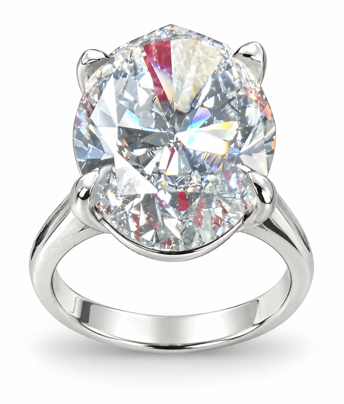7.55 Ct Oval-Cut Natural Diamond Solitaire Ring — Four-Prong Setting