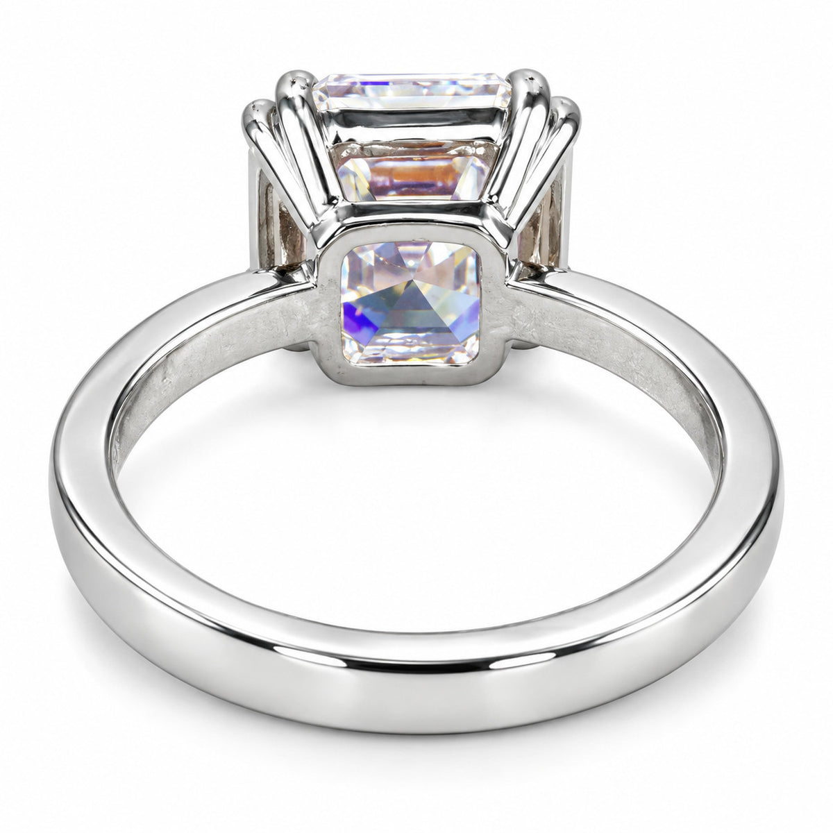19 Ct Asscher-Cut Natural Diamond Solitaire Ring — Double-Claw Setting