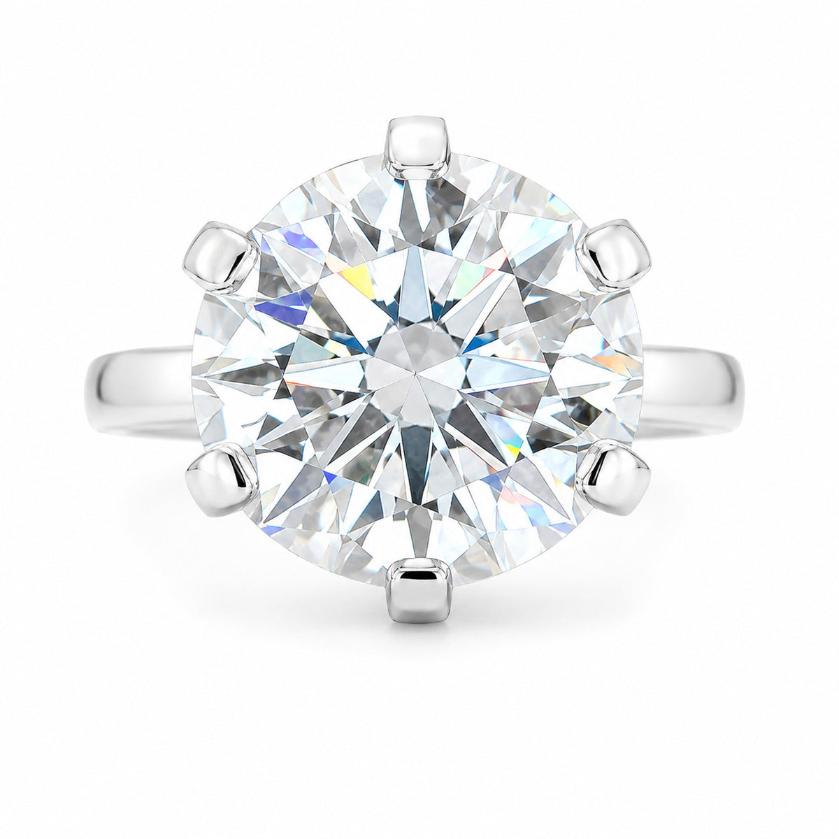 7.50 Ct Round Natural Diamond Solitaire Ring in 925 Silver — HPHT Treated