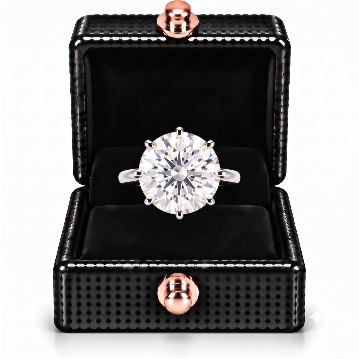7.50 Ct Round Natural Diamond Solitaire Ring in 925 Silver — HPHT Treated
