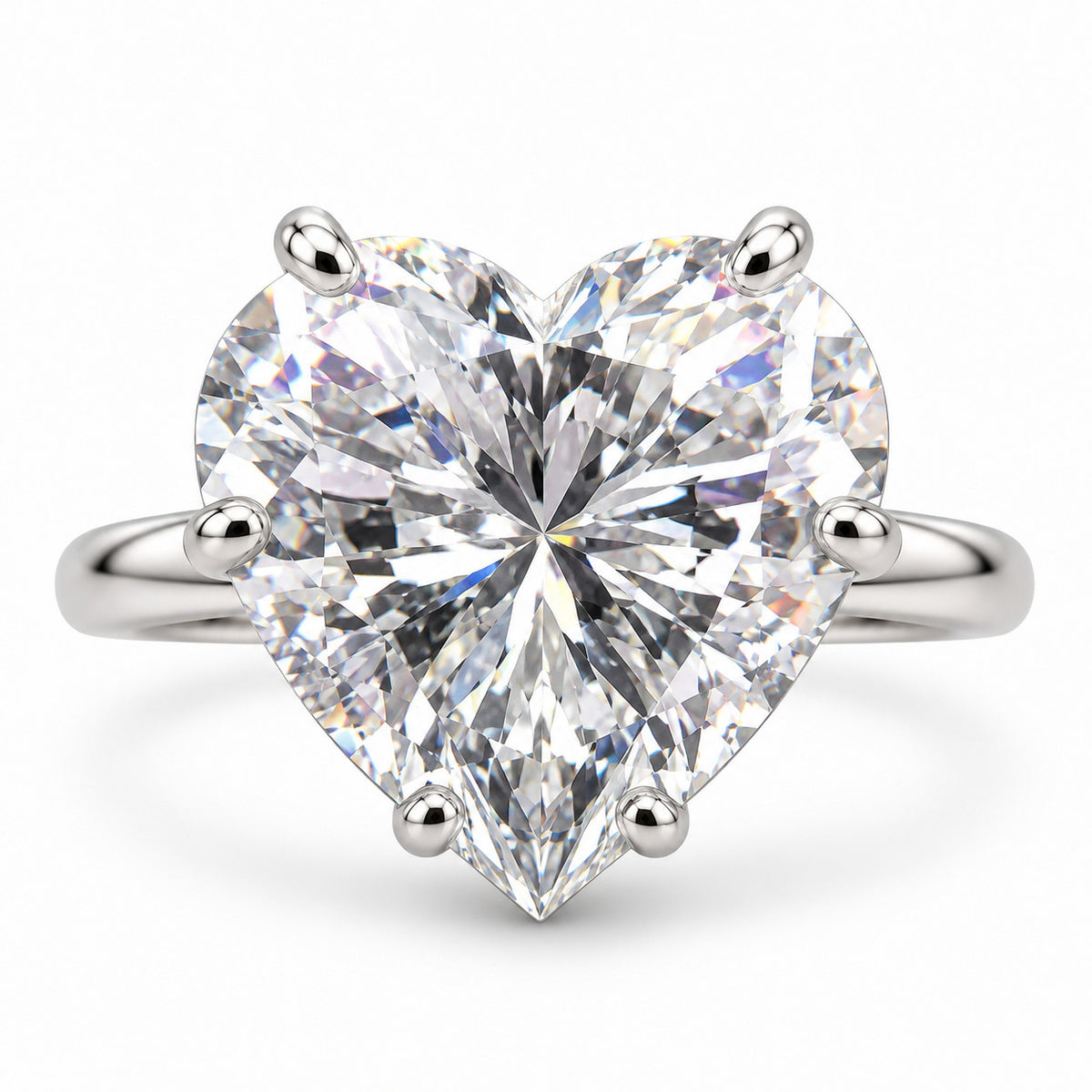 12.80 Ct Heart-Shaped Natural Diamond Solitaire Ring — Six-Prong Setting