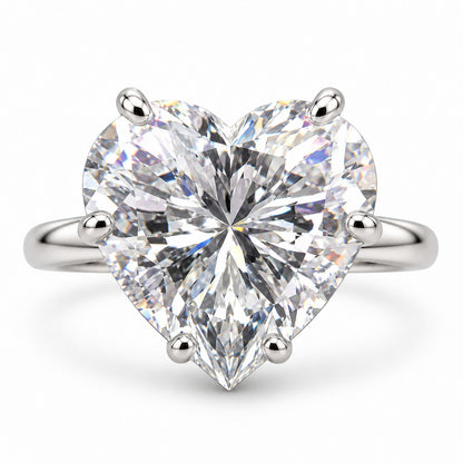 12.80 Ct Heart-Shaped Natural Diamond Solitaire Ring — Six-Prong Setting