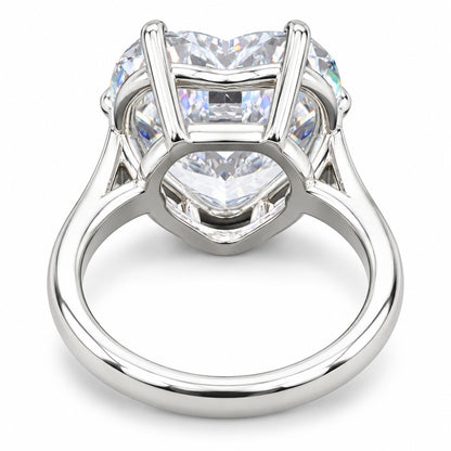 12.80 Ct Heart-Shaped Natural Diamond Solitaire Ring — Six-Prong Setting