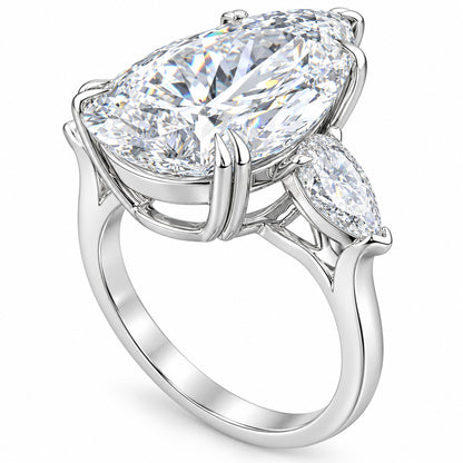 20.90 Ct Pear-Cut Natural Diamond Ring in 925 Silver — HPHT Treated
