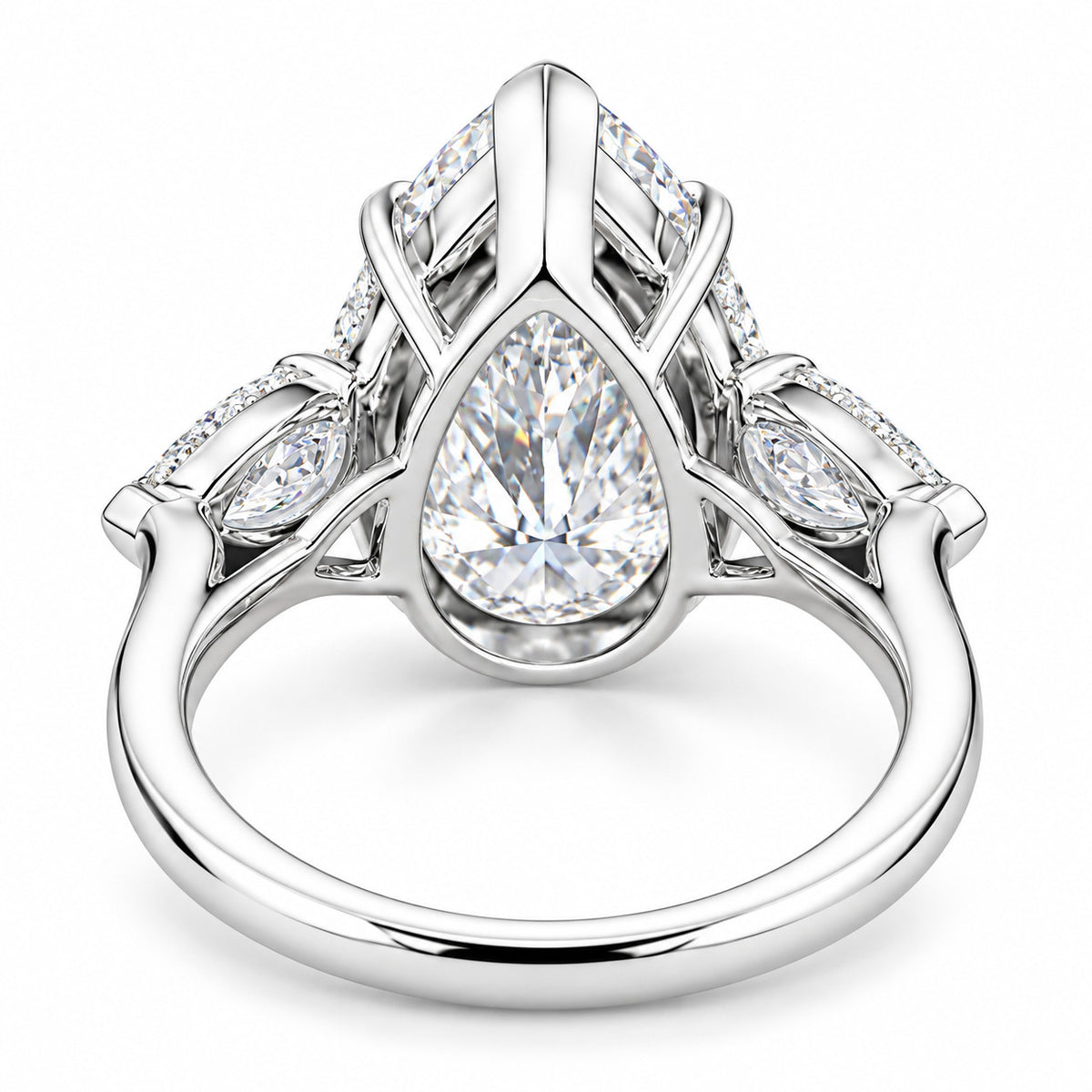 20.90 Ct Pear-Cut Natural Diamond Ring in 925 Silver — HPHT Treated