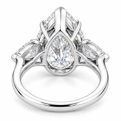 20.90 Ct Pear-Cut Natural Diamond Ring in 925 Silver — HPHT Treated