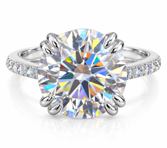 6.00 Ct Natural Diamond Ring in 925 Sterling Silver — HPHT Treated