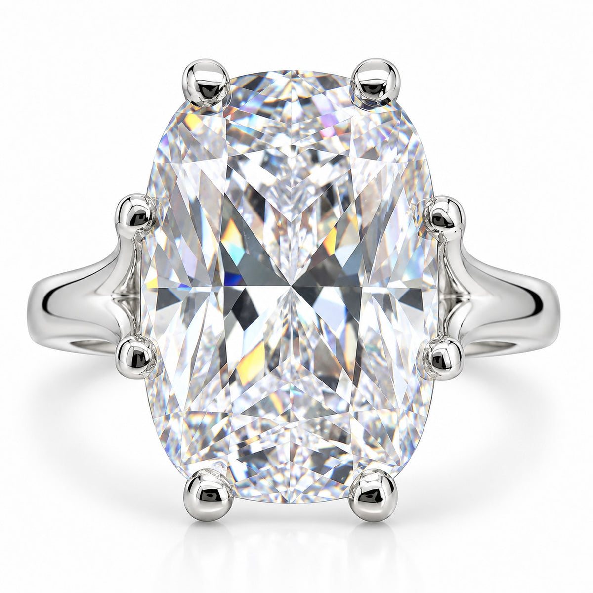 10.40 Ct Cushion-Cut Natural Diamond Solitaire Ring — Eight-Prong Setting