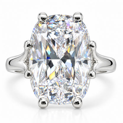 10.40 Ct Cushion-Cut Natural Diamond Solitaire Ring — Eight-Prong Setting