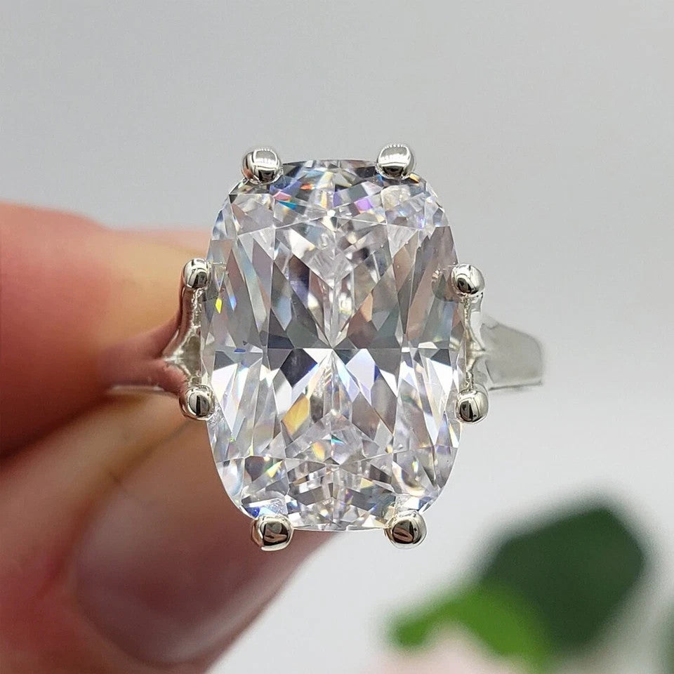 10.40 Ct Cushion-Cut Natural Diamond Solitaire Ring — Eight-Prong Setting