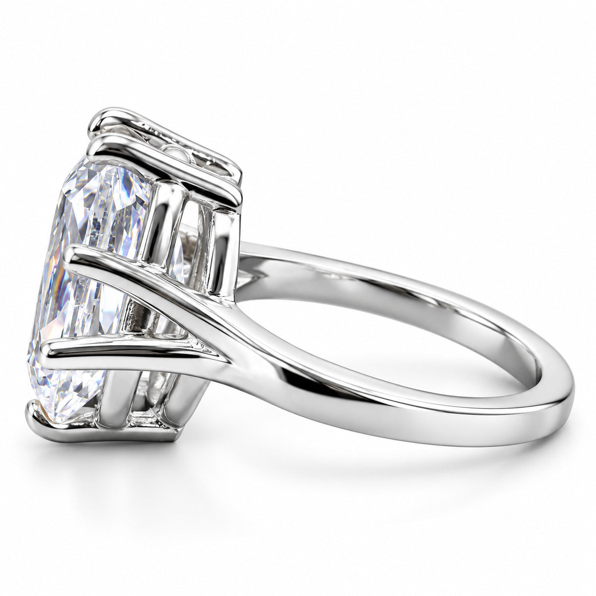 10.40 Ct Cushion-Cut Natural Diamond Solitaire Ring — Eight-Prong Setting