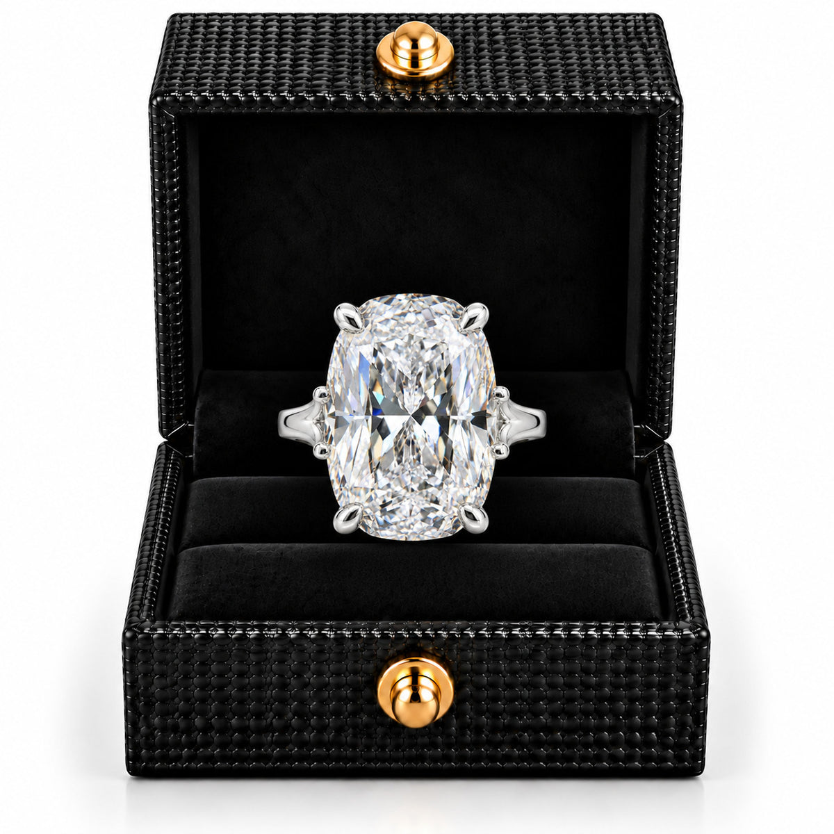 10.40 Ct Cushion-Cut Natural Diamond Solitaire Ring — Eight-Prong Setting