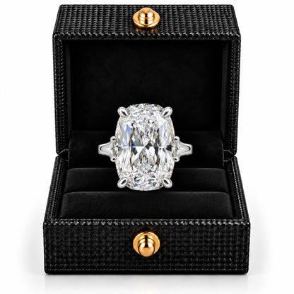 10.40 Ct Cushion-Cut Natural Diamond Solitaire Ring — Eight-Prong Setting