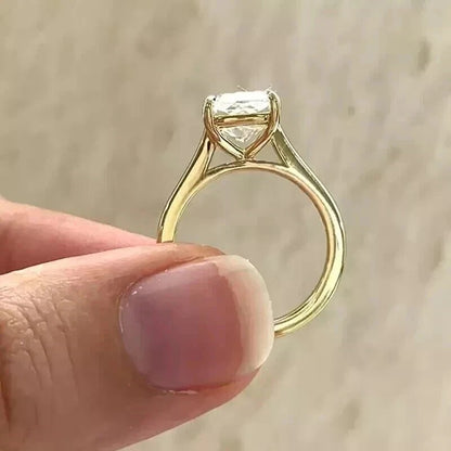 2 Ct Cushion-Cut Natural Diamond Solitaire Ring — Four-Prong Setting