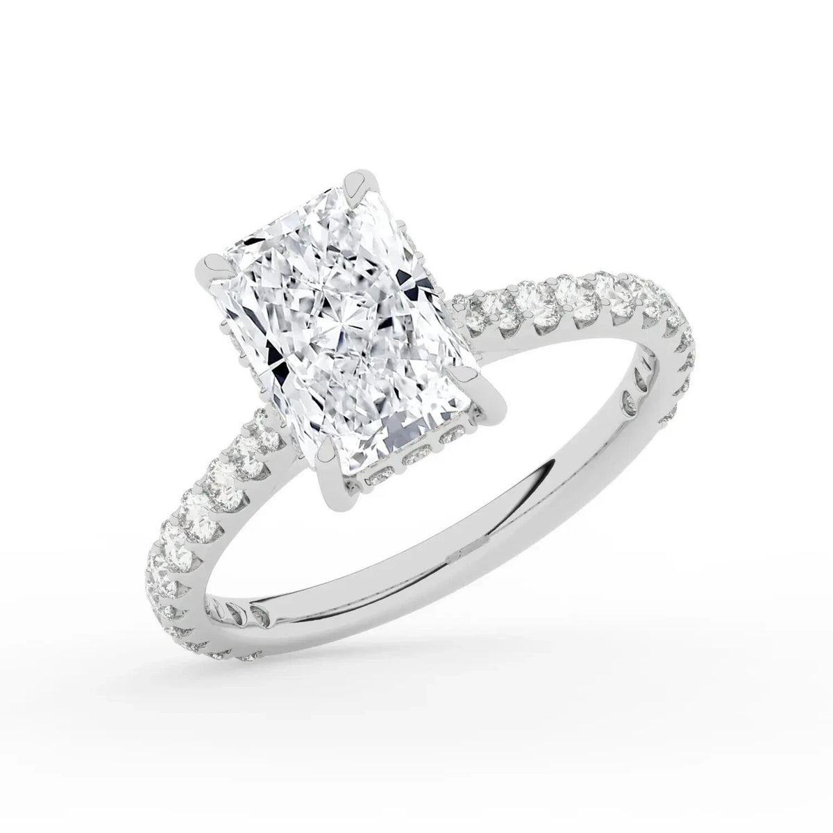 2 Ct Radiant-Cut Natural Diamond Ring — Hidden Halo Setting