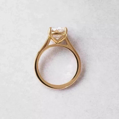 2 Ct Cushion-Cut Natural Diamond Solitaire Ring — Four-Prong Setting