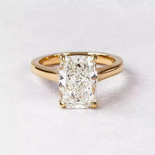 2 Ct Cushion-Cut Natural Diamond Solitaire Ring — Four-Prong Setting