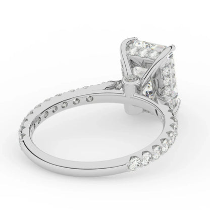 2 Ct Radiant-Cut Natural Diamond Ring — Hidden Halo Setting