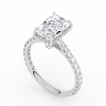 2 Ct Radiant-Cut Natural Diamond Ring — Hidden Halo Setting