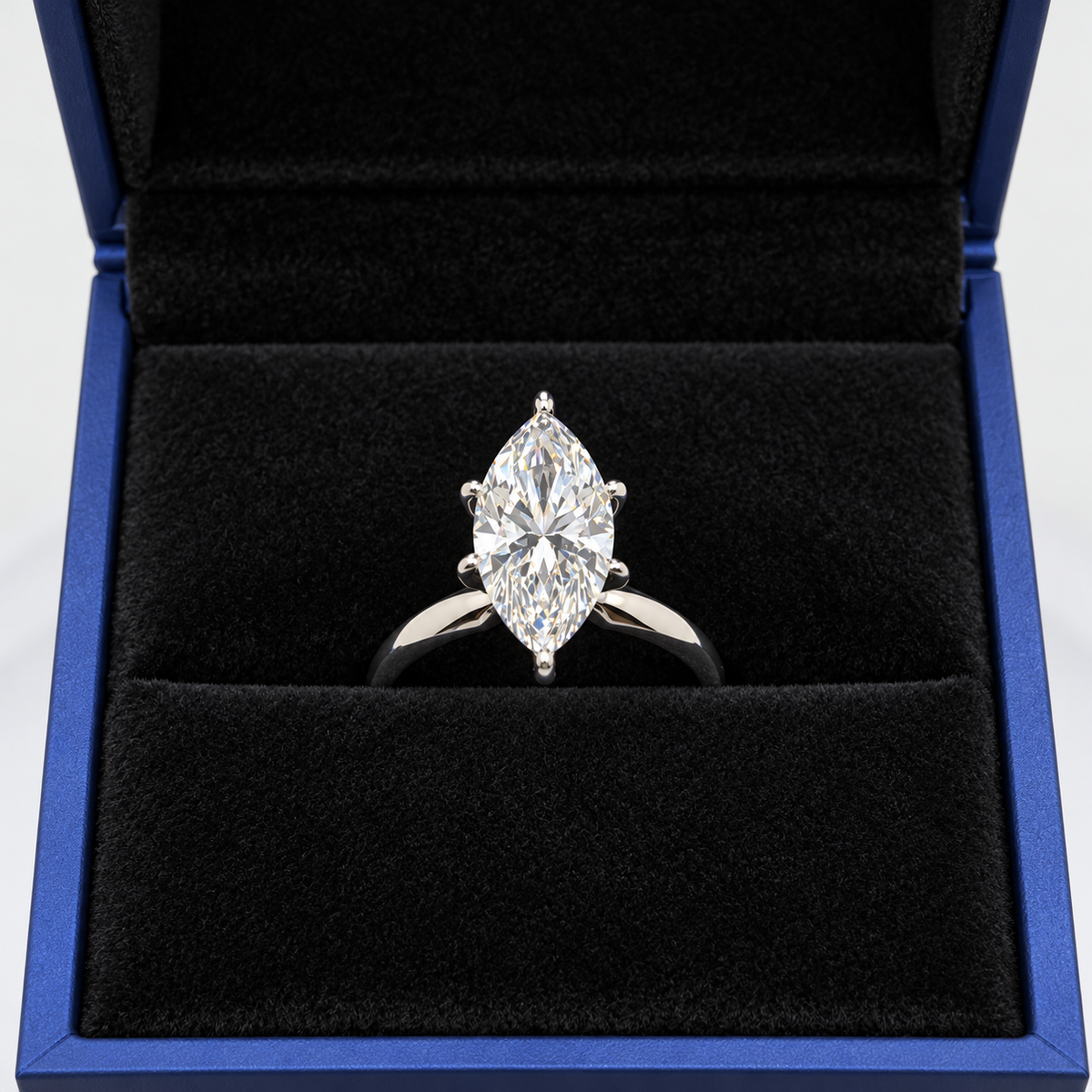 3.30 Ct Marquise Natural Diamond Solitaire Engagement Ring – Six-Prong Setting