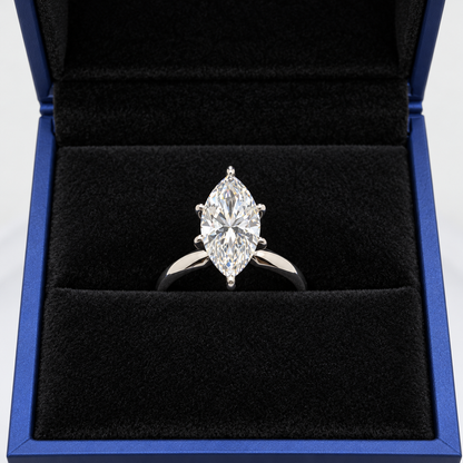 3.30 Ct Marquise Natural Diamond Solitaire Engagement Ring – Six-Prong Setting