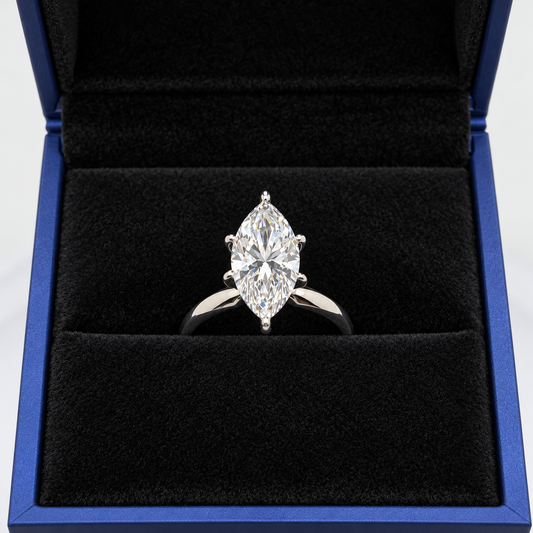 3.30 Ct Marquise Natural Diamond Solitaire Engagement Ring – Six-Prong Setting