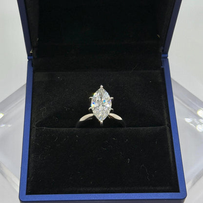 3.30 Ct Marquise Natural Diamond Solitaire Engagement Ring – Six-Prong Setting