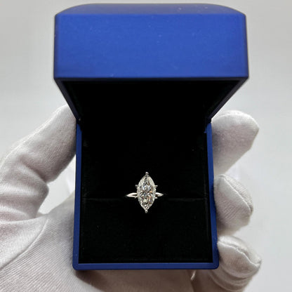 3.30 Ct Marquise Natural Diamond Solitaire Engagement Ring – Six-Prong Setting