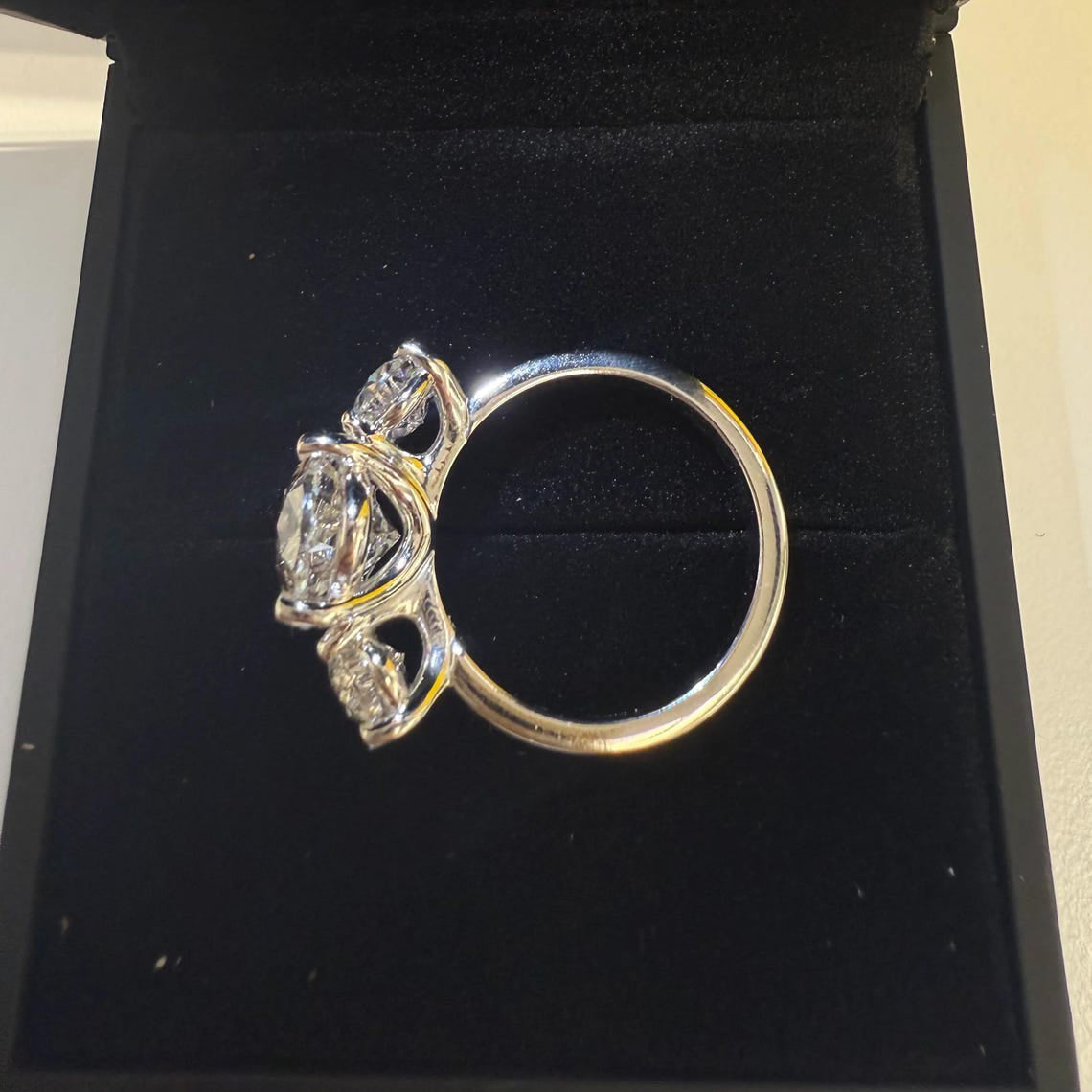 7 Ct TW Oval Natural Diamond Engagement Ring – Three-Stone Prong Setting