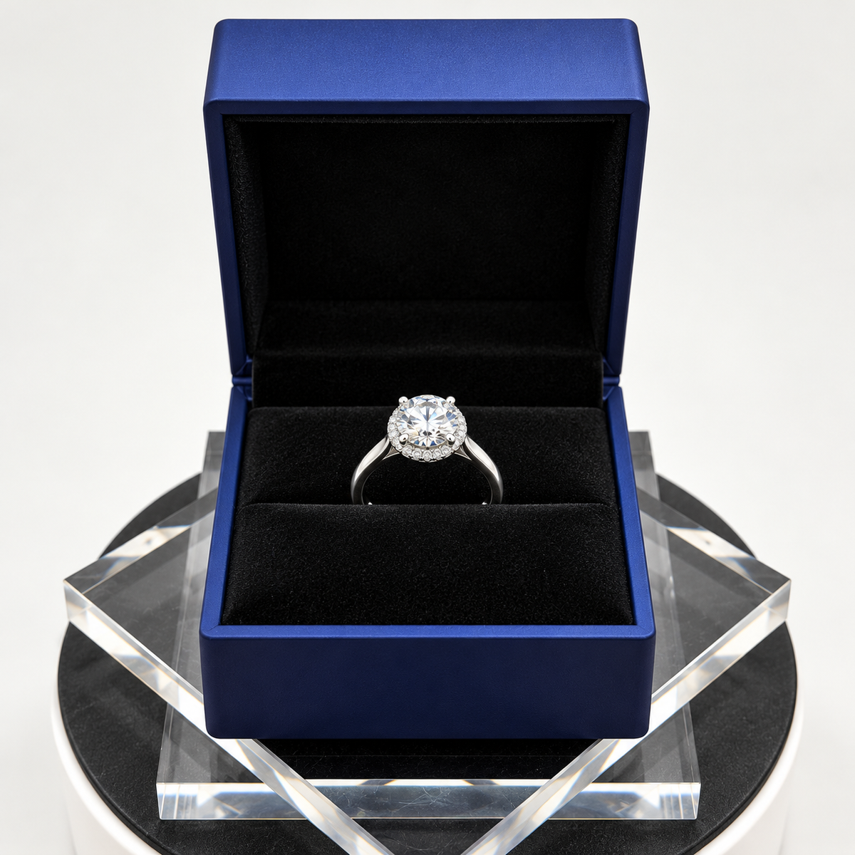 2 Ct Round Natural Diamond Engagement Ring – Halo Setting
