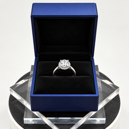 2 Ct Round Natural Diamond Engagement Ring – Halo Setting
