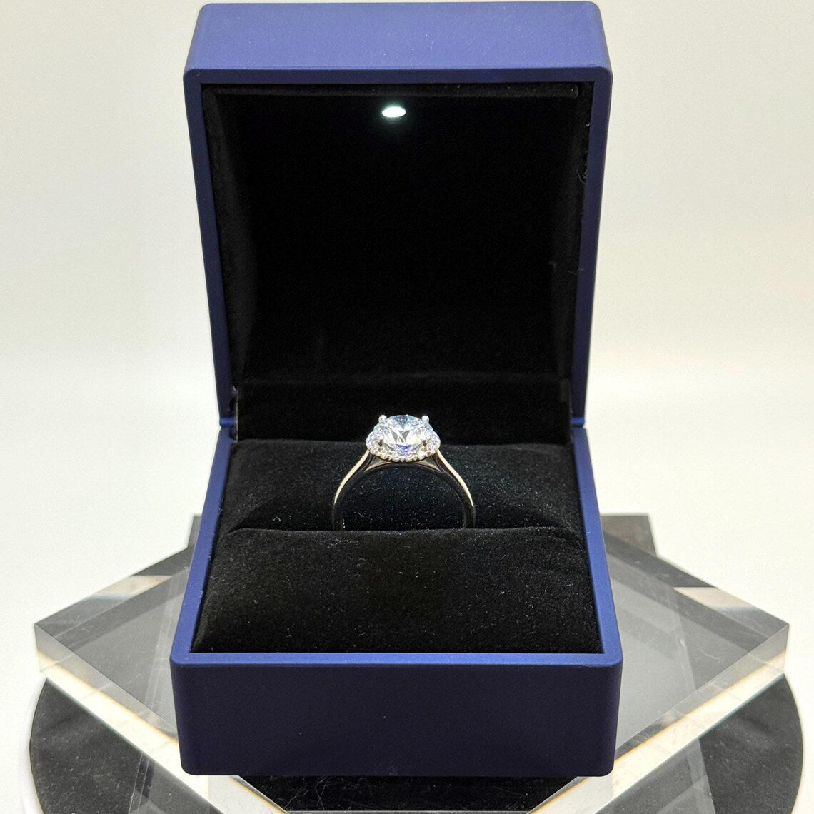 2 Ct Round Natural Diamond Engagement Ring – Halo Setting