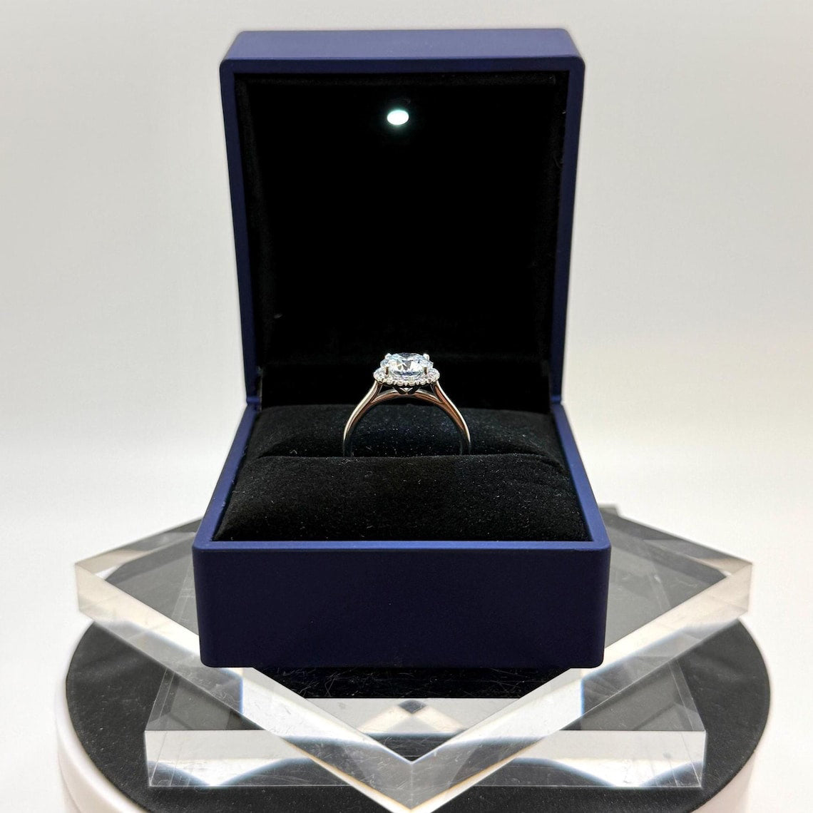 2 Ct Round Natural Diamond Engagement Ring – Halo Setting