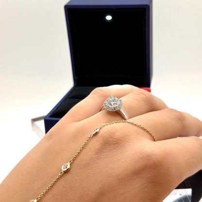 2 Ct Round Natural Diamond Engagement Ring – Halo Setting