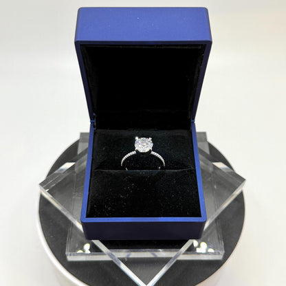 2.90 Ct Round Natural Diamond Engagement Ring – Four-Prong Pavé Setting