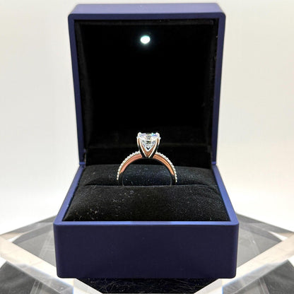 2.90 Ct Round Natural Diamond Engagement Ring – Four-Prong Pavé Setting