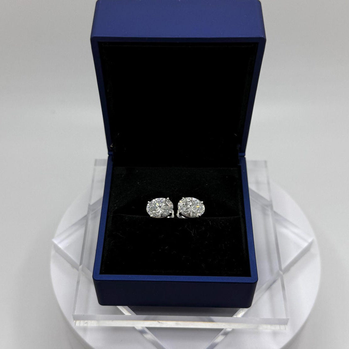6 Ct TW Oval Natural Diamond Stud Earrings – Three-Prong Martini Setting