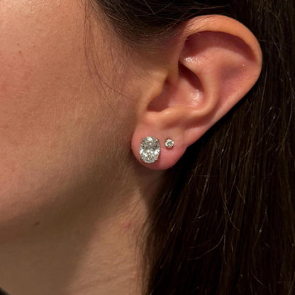 6 Ct TW Oval Natural Diamond Stud Earrings – Three-Prong Martini Setting