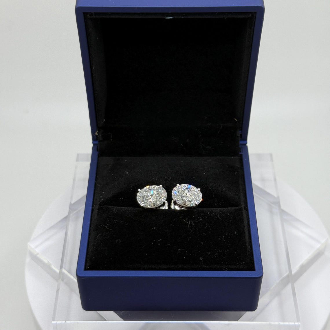 6 Ct TW Oval Natural Diamond Stud Earrings – Three-Prong Martini Setting