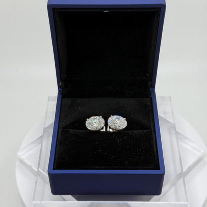 6 Ct TW Oval Natural Diamond Stud Earrings – Three-Prong Martini Setting