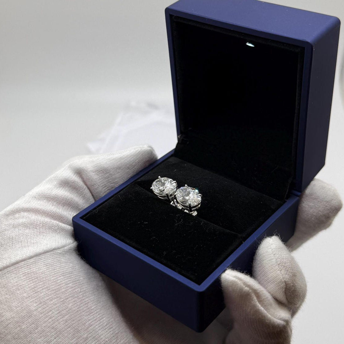 6 Ct TW Oval Natural Diamond Stud Earrings – Three-Prong Martini Setting