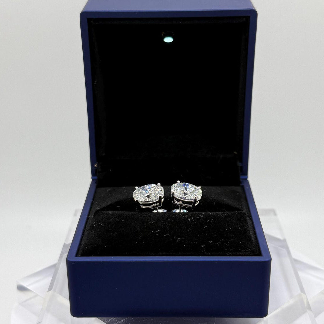 6 Ct TW Oval Natural Diamond Stud Earrings – Three-Prong Martini Setting