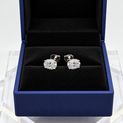 2 Ct TW Oval Natural Diamond Stud Earrings – Four-Prong Basket Setting