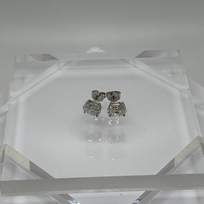 2 Ct TW Oval Natural Diamond Stud Earrings – Four-Prong Basket Setting