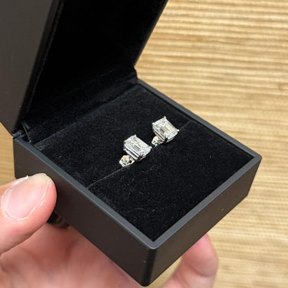 4 Ct TW Emerald Cut Natural Diamond Stud Earrings – Four-Prong Basket Setting